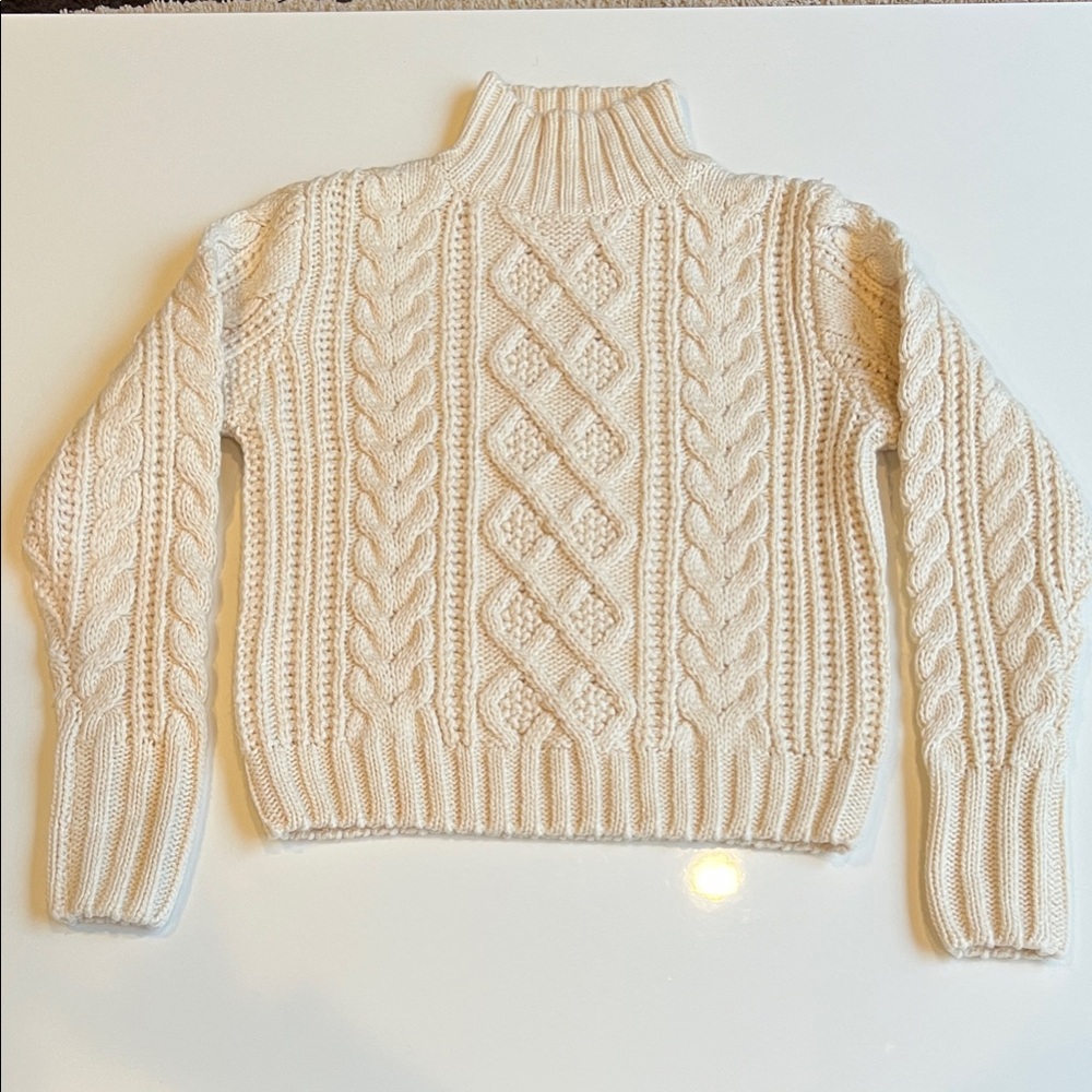 Zara Wool mix Cable Knit Mock Turtleneck Sweater